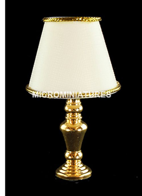 Dolls House White/Gold Table Light 1/12th Scale - Micro Miniatures
