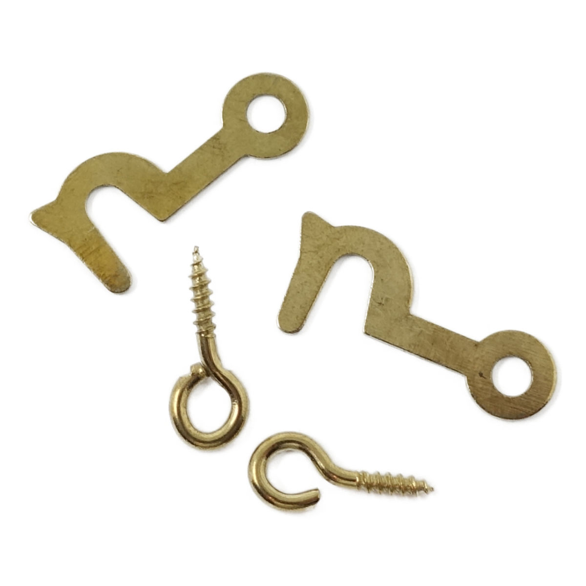 Pair of flat brass hooks and eyes - Micro Miniatures